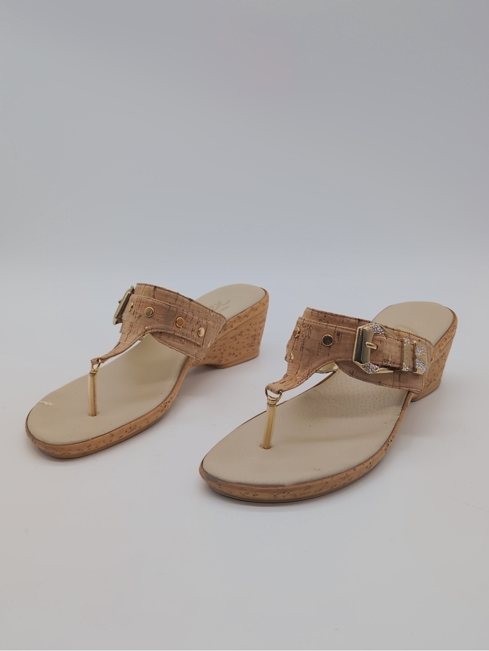 Onex Bashful Sz 8 Buckle Women’s Cork Wedge  Sandals - Tan